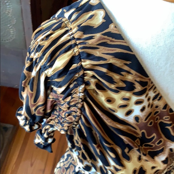 Spense Black/Brown/Gold/White Dress Size 10 - Picture 2 of 5